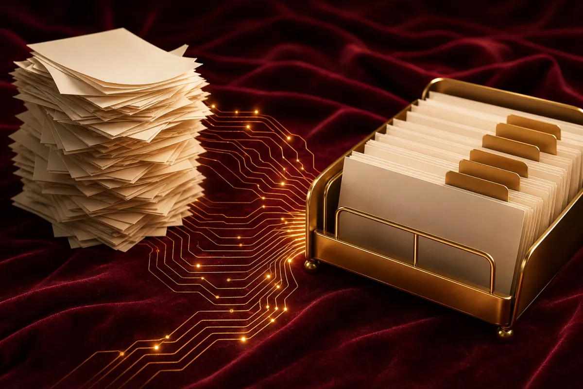 Loose papers becoming an organized gold filing system